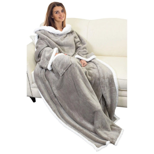 Premium Sherpa Wearable Blanket with Sleeves