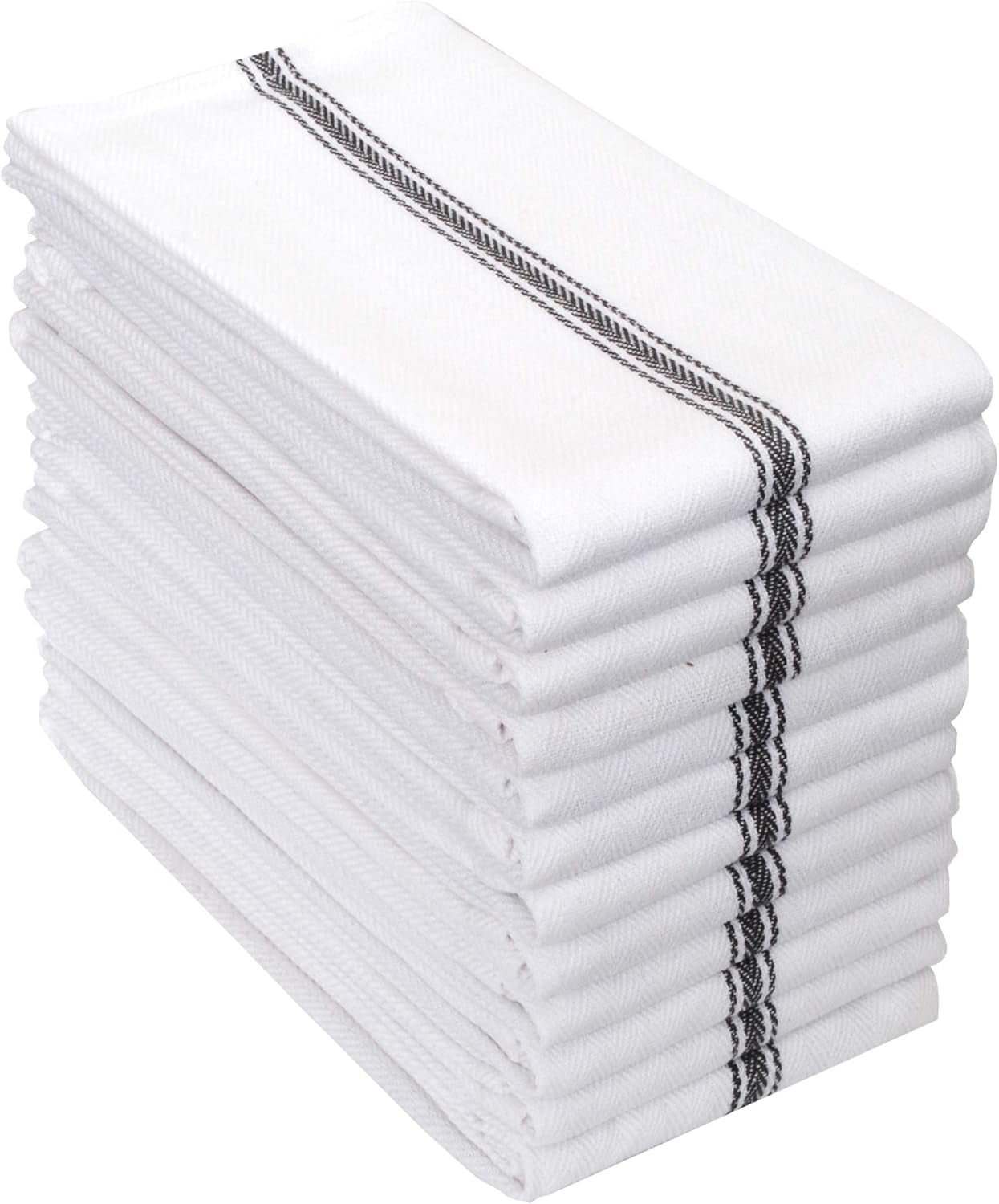 Cotton Kitchen Towels Set of 12 - Highly Absorbent and Soft Extra Large Quick-Dry Tea Towels with Hanging Loops (16x28 Inch - Charcoal)