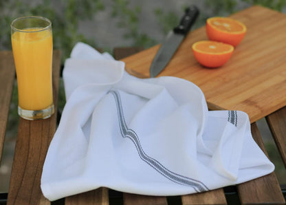 Cotton Kitchen Towels Set of 12 - Highly Absorbent and Soft Extra Large Quick-Dry Tea Towels with Hanging Loops (16x28 Inch - Charcoal)