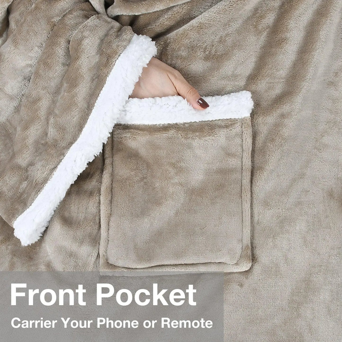 Premium Sherpa Wearable Blanket with Sleeves