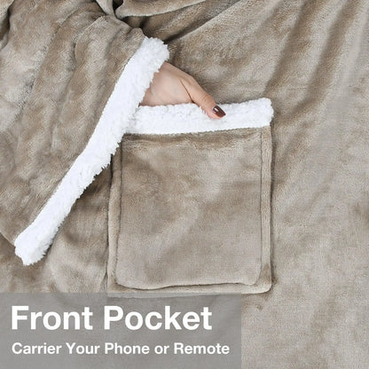 Premium Sherpa Wearable Blanket with Sleeves