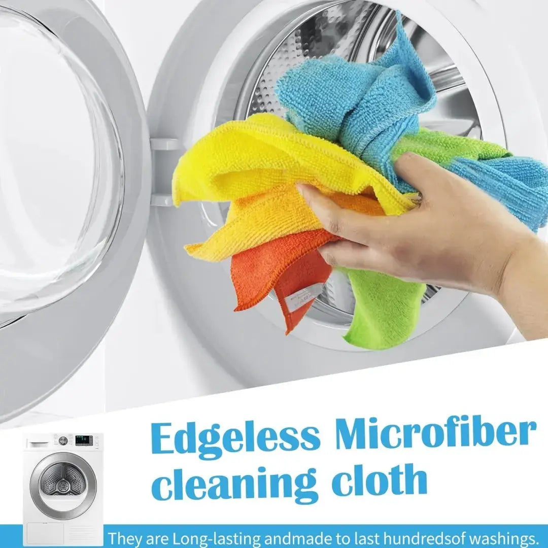 Microfiber Cleaning Cloths - Multi-Color Pack (Available in 5, 10, 20, or 50 Pieces, 9.84 x 9.84 Inches) - Quick-Dry, Scratch-Free, Durable for Kitchen and Bathroom Cleaning on Indoor Surfaces