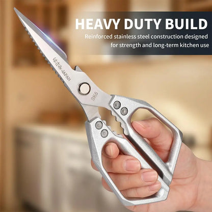 All-Purpose Kitchen Scissors - Stainless Steel Heavy-Duty Shears for Meat and Poultry, Dishwasher Safe, Ideal for Japanese Cooking, Perfect Christmas Gift for Women