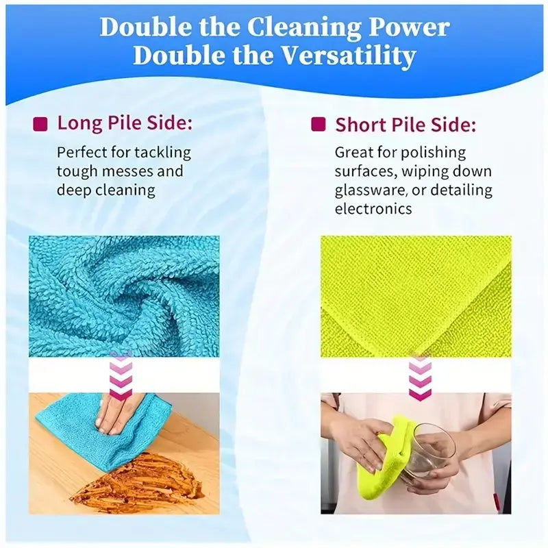 Microfiber Cleaning Cloths - Multi-Color Pack (Available in 5, 10, 20, or 50 Pieces, 9.84 x 9.84 Inches) - Quick-Dry, Scratch-Free, Durable for Kitchen and Bathroom Cleaning on Indoor Surfaces